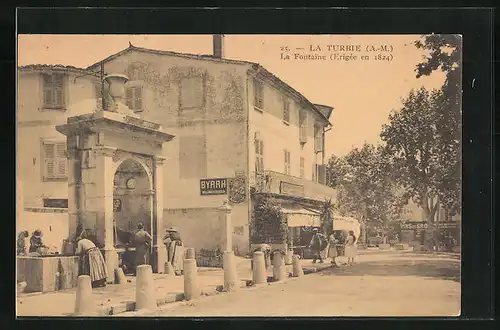 AK La Turbie, La Fontaine, Erigee en 1824