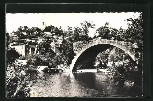 AK Villeneuve-Loubet, Ruines du vieux pont sur le Loup et le Château