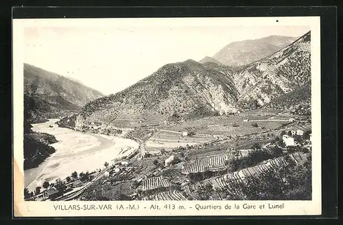 AK Villars-sur-Var, Quartiers de la Gare et Lunel