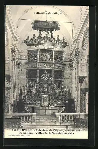 AK Utèle, Intérieur de l`Église, époque des Templiers, Vallée de la Vésubie