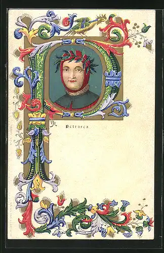 Präge-AK Petrarca, italienischer Dichter und Geschichtsschreiber