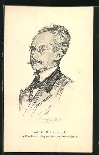 Künstler-AK Porträtbild von Professor Adolf von Harnack im Anzug