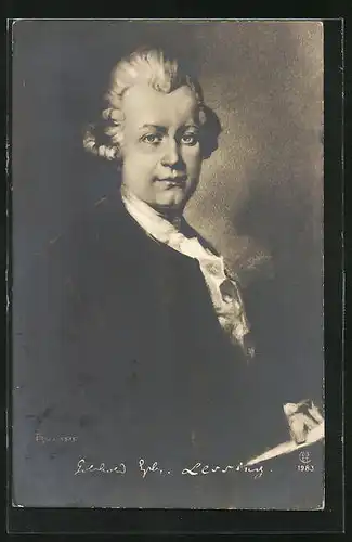 Künstler-AK Dichter Gotthold Ephraim Lessing im Portrait