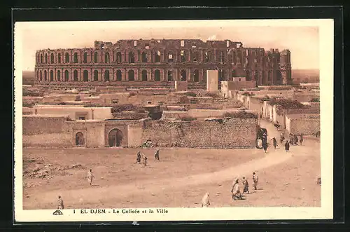 AK El Djem, Le Colisée et la Ville