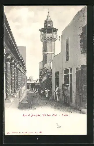 AK Tunis, Rue et Mosquee Sidi ben Ziad