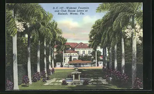 AK Miami, FL, Widener Fountain and Club House Lawn at Hialeah