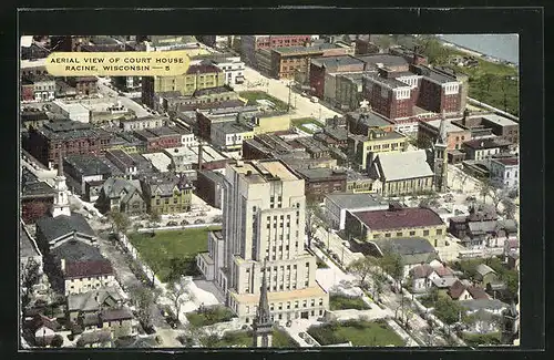 AK Racine, WI, Aerial View of Court House