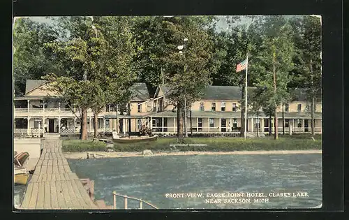 AK Near Jackson, MI, Font view, Eagle Point Hotel, Clarks Lake
