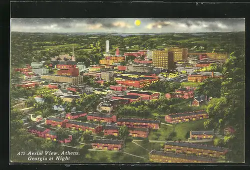 AK Athens, GA, Aerial View at Night