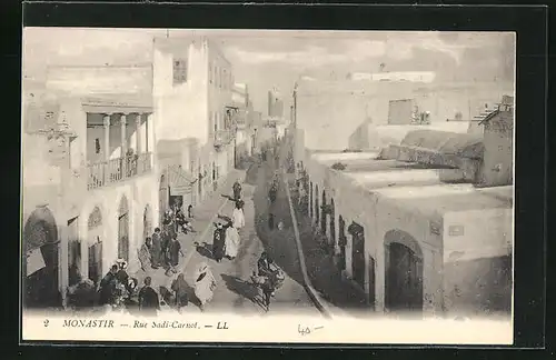AK Monastir, Personnes et Maisons en Rue Sadi-Carnot