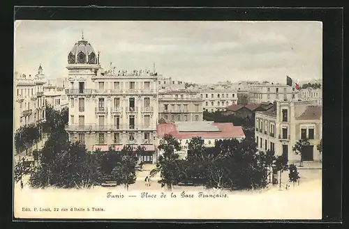 AK Tunis, Place de la Gare Francaise