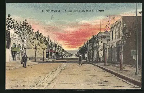 AK Ferryville, Avenue de France prise de la Poste