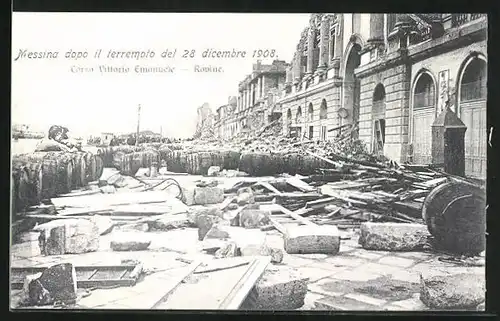 AK Messina, Ruinen von Gebäuden nach Erdbeben 1908