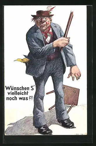 Künstler-AK H. H.: Wünschen S` vielleicht noch was?!, Scherz