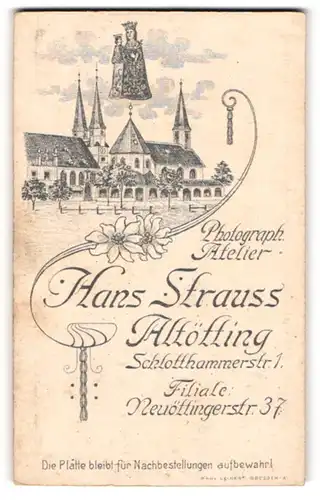 Fotografie Hans Strauss, Altötting, rückseitige Ansicht Altötting, Kirchen, vorderseitig Portrait