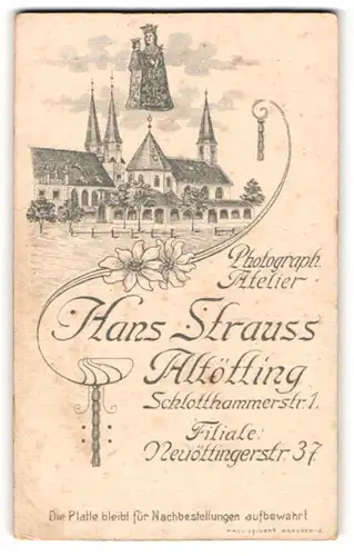 Fotografie Hans Strauss, Altötting, rückseitige Ansicht Altötting, Kirchen, vorderseitig Portrait