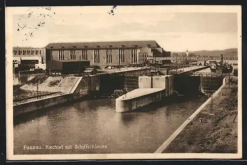 AK Passau, Kachel mit Schiffschleuse