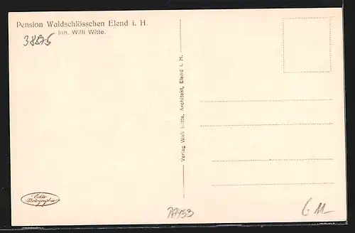 AK Elend i. H., Pension Waldschlösschen W. Witte mit Garten