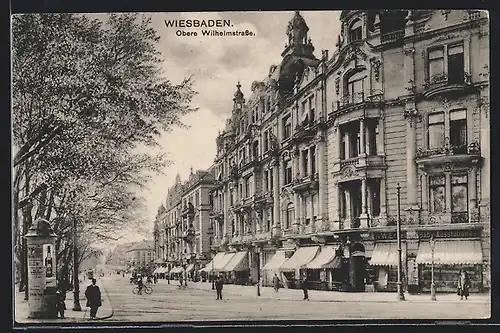 AK Wiesbaden, Blick in die Obere Wilhelmstrasse