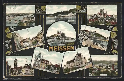 AK Meissen, Albrechtsburg, Kleinmarkt, Teilansicht mit Dom