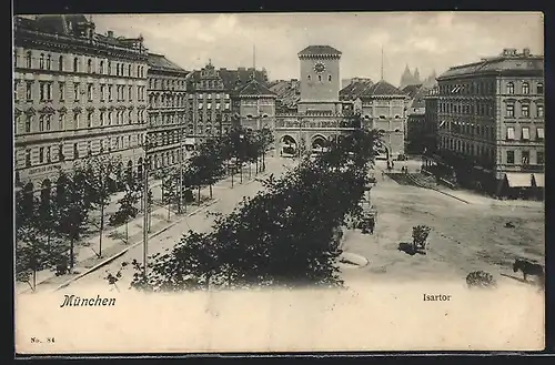 AK München, Isartor mit Strasse und Platz aus der Vogelschau