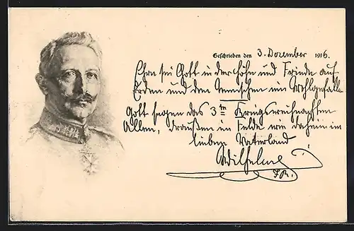 AK Portrait von Kaiser Wilhelm II. in Uniform, Weihnachtsgruss