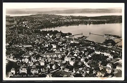 AK Konstanz am Bodensee, Fliegeraufnahme der Stadt