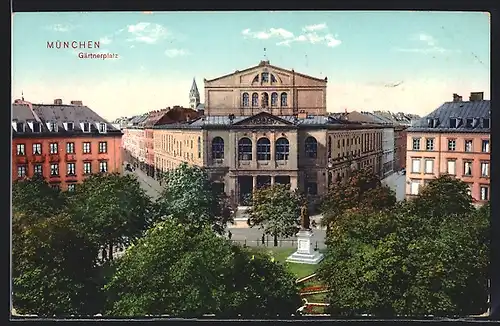 AK München, Denkmal auf dem Gärtnerplatz