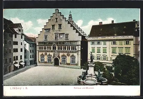 AK Lindau i. B., Rathaus und Brunnen