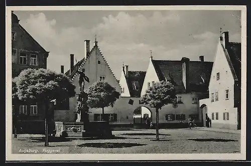 AK Augsburg, Fuggerei mit Brunnen