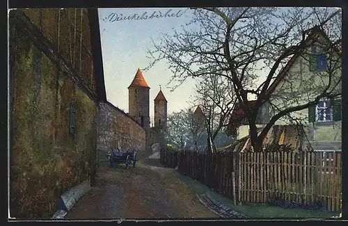AK Dinkelsbühl, an der Stadtmauer mit Königsturm