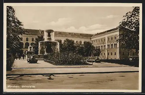 AK München, Brunnen vor der Universität