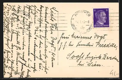 AK München, Brunnen vor der Universität