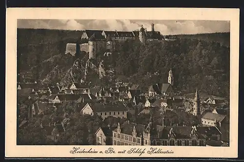 AK Heidenheim a. Br., Gesamtansicht mit Schloss Hellenstein