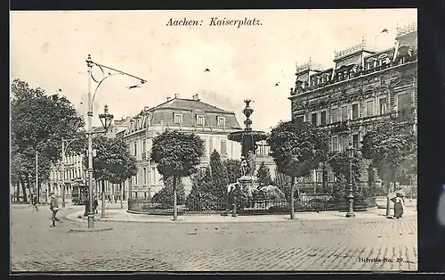 AK Aachen, Kaiserplatz mit Brunnen
