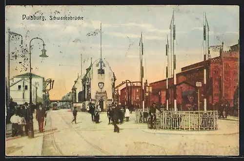 AK Duisburg, auf der Schwanenbrücke