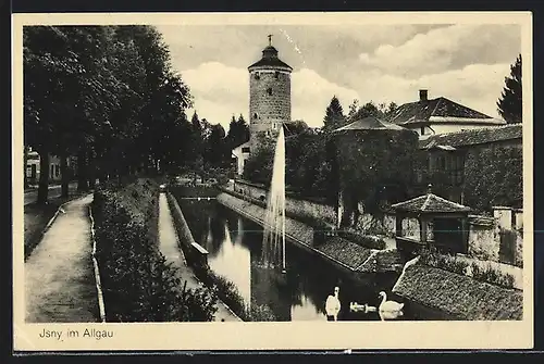AK Isny im Allgäu, Sprudel und Wehrturm