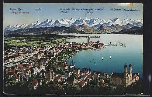 AK Friedrichshafen am Bodensee, Generalansicht gegen Hoch Ifer, Widderstein und Rote Wand