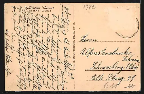 AK Isny im Allgäu, Ortsansicht mit der Heilstätte Ueberruh