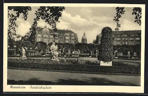AK Mannheim, auf dem Friedrichsplatz