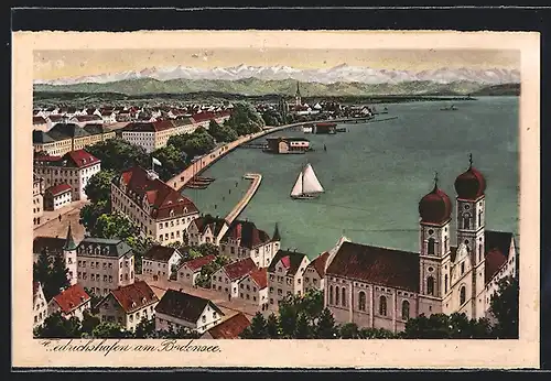 AK Friedrichshafen /Bodensee, Ortsansicht mit Ufer aus der Vogelschau