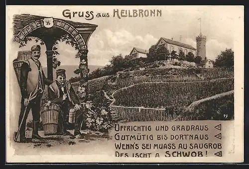 AK Heilbronn, Weinbauern bei der Ernte auf dem Weinberg