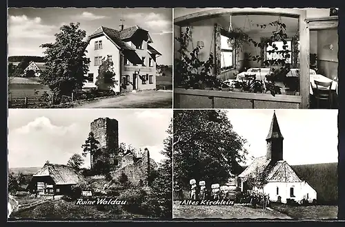 AK Martinsweiler, Gasthaus Zum neuen Rössle von C. Müller Wwe., Ruine Waldau