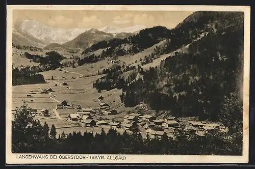 AK Langenwang, Ortsansicht mit Bergpanorama