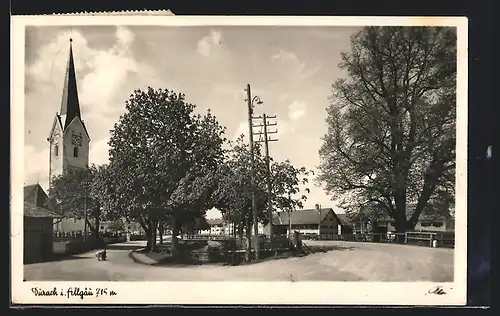 AK Durach im Allgäu, Partie mit Kirchturm