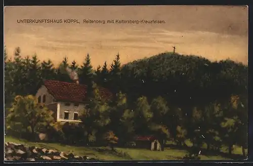 AK Kötzting, Unterkunftshaus Köppl, Reitenberg mit Katersberg-Kreuzfelsen