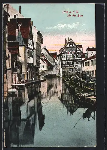 AK Ulm a. d. D., alte Häuser an der Blau