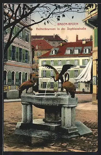 AK Baden Baden, Reiherbrunnen in der Sophienstrasse