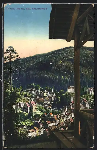 AK Triberg im bad. Schwarzwald, Gesamtansicht von der Holzhütte aus