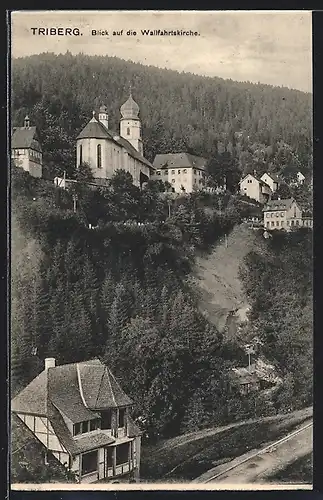 AK Triberg, Blick auf die Wallfahrtskirche
